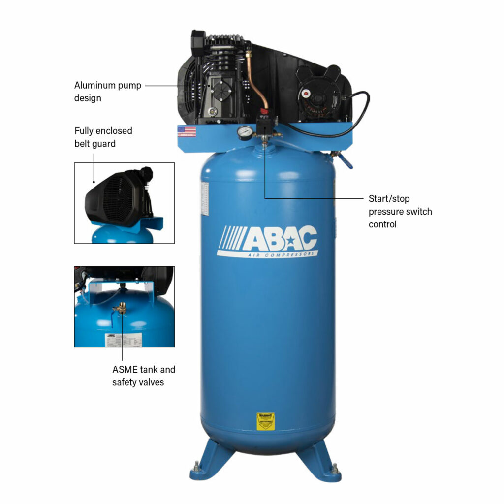 3.5HP 135PSI 60GAL Single Stage Piston Air Compressor by ABAC Warthog