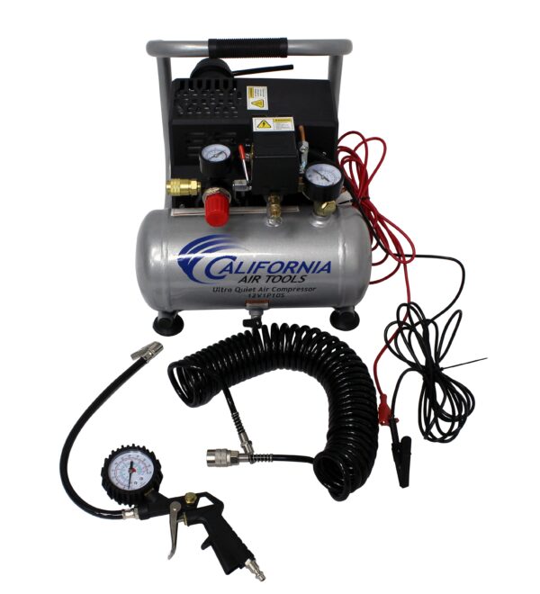 California Air Tools .12 Volt, 1.0 Gal. Steel Tank Portable Light & Quiet Air Compressor - Image 6