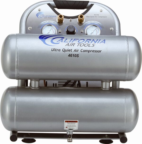 California Air Tools 1.0 Hp, 4.6 Gal. Steel Twin Tank Ultra Quiet & Oil-Free Air Compressor - Image 7