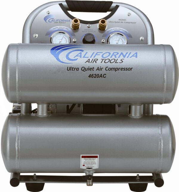 California Air Tools 2.0 Hp, 4.0 Gal. Aluminum Twin Tank Ultra Quiet & Oil-Free Air Compressor (220V  60HZ) - Image 2