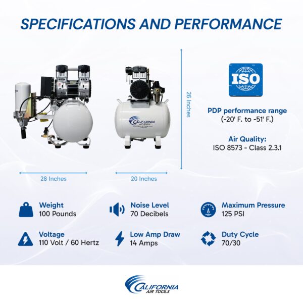 California Air Tools 2.0 Hp, 10.0 Gal. Steel Tank Ultra Quiet & Oil-Free Air Compressor with Air Drying System - Image 10