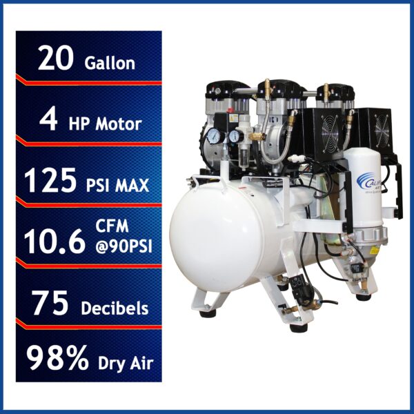 California Air Tools 4.0 Hp, 20.0 Gal. Steel Tank Air Ultra Quiet, Ultra Dry Oil-Free Compressor with Air Drying System & Auto Drain - Image 11