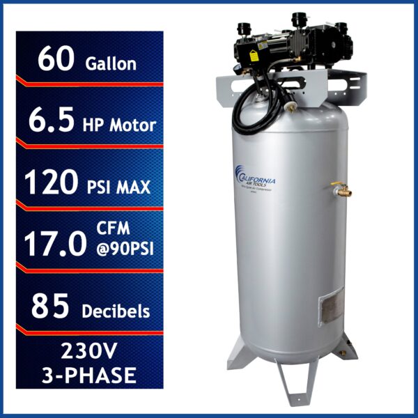California Air Tools 60 gal 6.5 HP 3-phase Air Compressor - Image 11