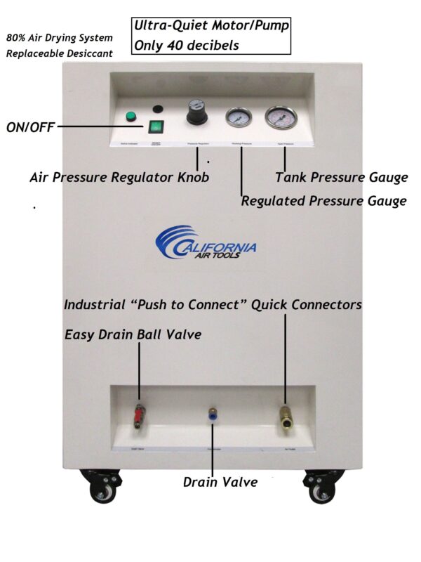 California Air Tools 1.0 Hp 8.0 Gal. Steel Tank Ultra Quiet & Oil-Free Air Compressor with Air Dryer in Sound Proof Cabinet - Image 15