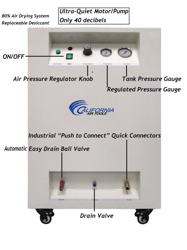 California Air Tools 1.0 Hp 8.0 Gal. Steel Tank Ultra Quiet & Oil-Free Air Compressor with Air Dryer in Sound Proof Cabinet - Image 3