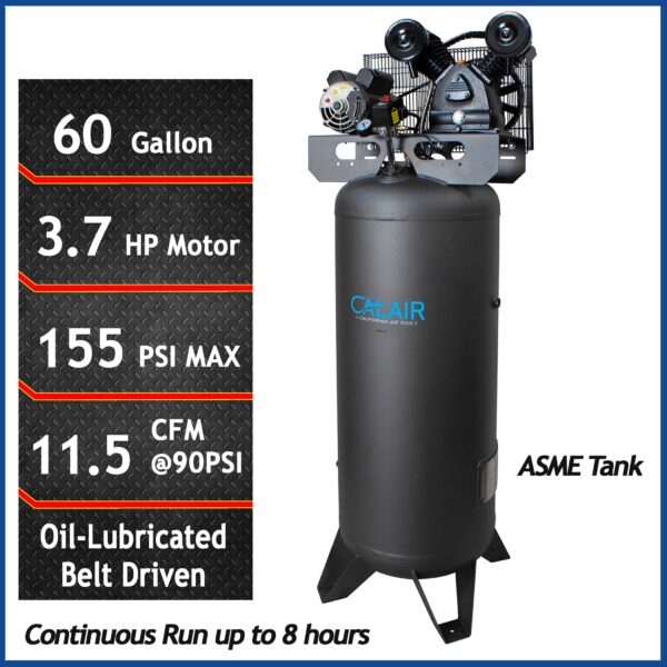 CALAIR 60 Gal 3.7 hp One-Stage Oil-Lubricated Belt Driven Air Compressor by California Air Tools - Image 2