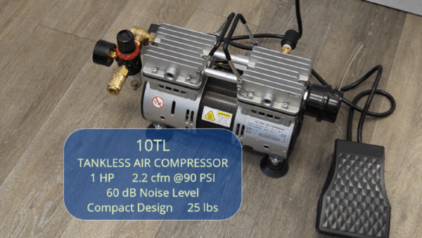 California Air Tools 1.0 Hp Tankless Ultra Quiet & Oil-Free Air Compressor with Power Pedal - Image 4