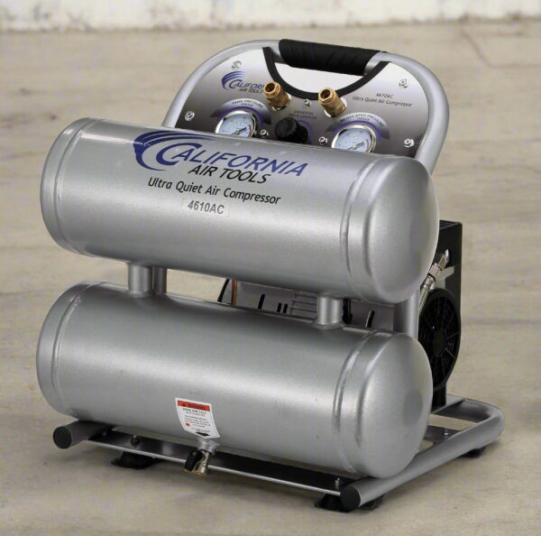 California Air Tools 1.0 Hp, 4.6 Gal. Portable Aluminum Twin Tank Ultra Quiet & Oil-Free Air Compressor - Image 3