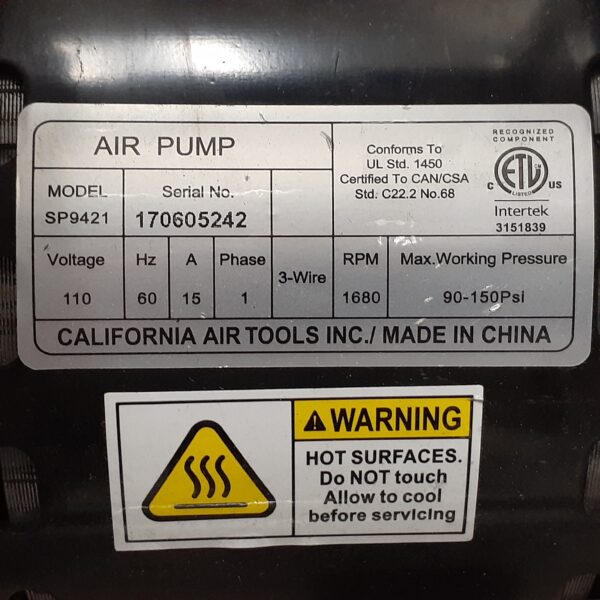 California Air Tools 2.0 Hp Ultra Quiet & Oil-Free Air Compressor Motor - Image 4