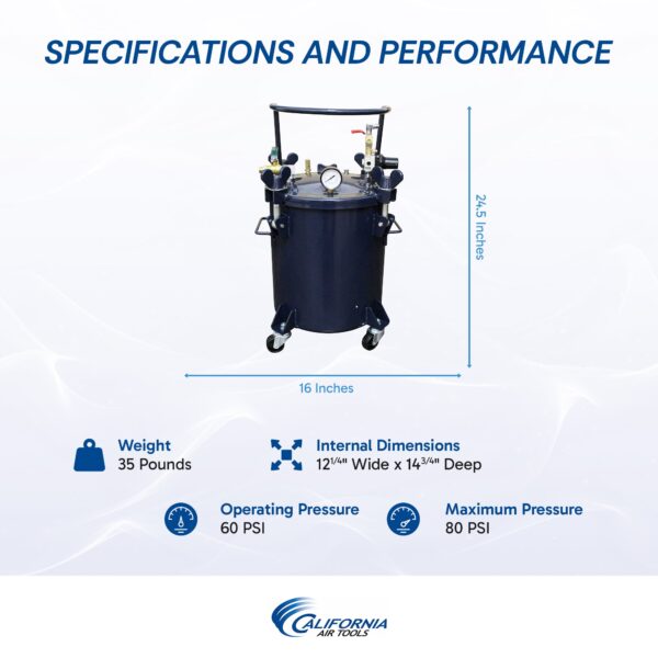 California Air Tools 5 Gallon Pressure Pot for Casting - Image 10