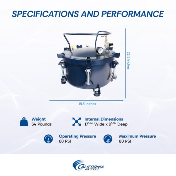 California Air Tools 5 Gallon Pressure Pot with HVLP Spray Gun & Hose - Image 5