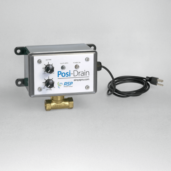 Air System Products Posi-Drain Timer Drain w/ Strainer, 1/4"NPT, 200PSI, 240V